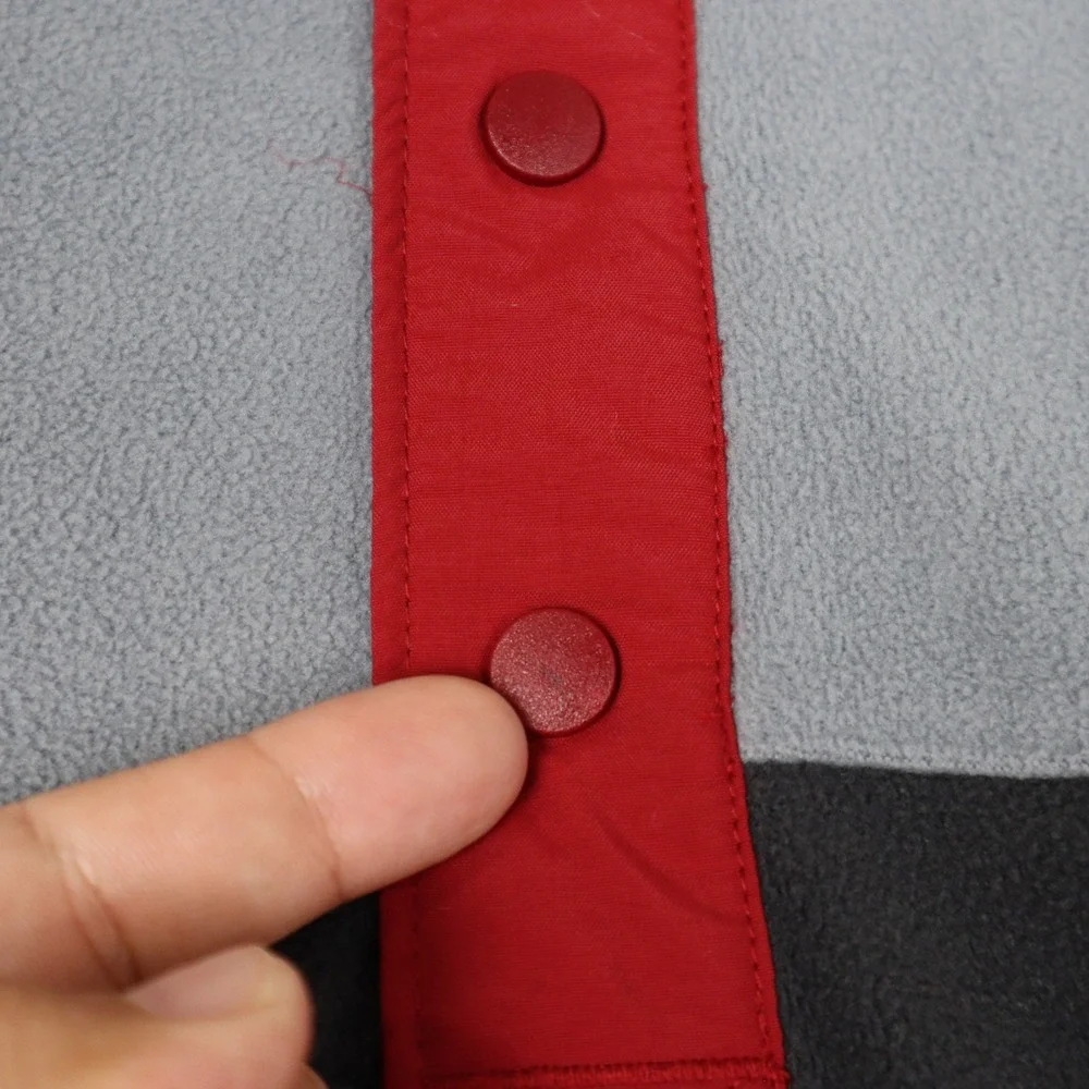 Columbia‎ Mens Fleece Snap Pullover Foster Creek Gray Black Red Sweatshirt Large - Picture 3 of 11